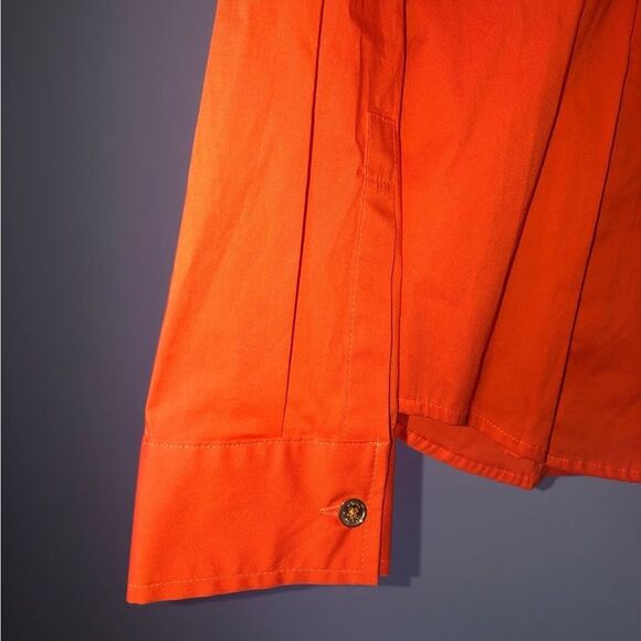 Michael Kors Long Sleeve Collared Full Zip Top Orange Medium - Picture 7 of 7